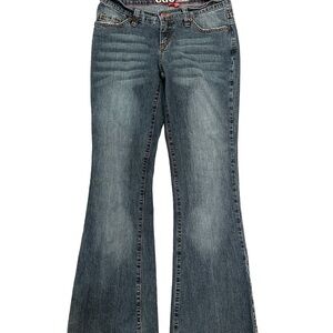 ESPRIT EDC High Rise Slim Leg Frayed Hem Distressed Jeans Medium Wash sz 9